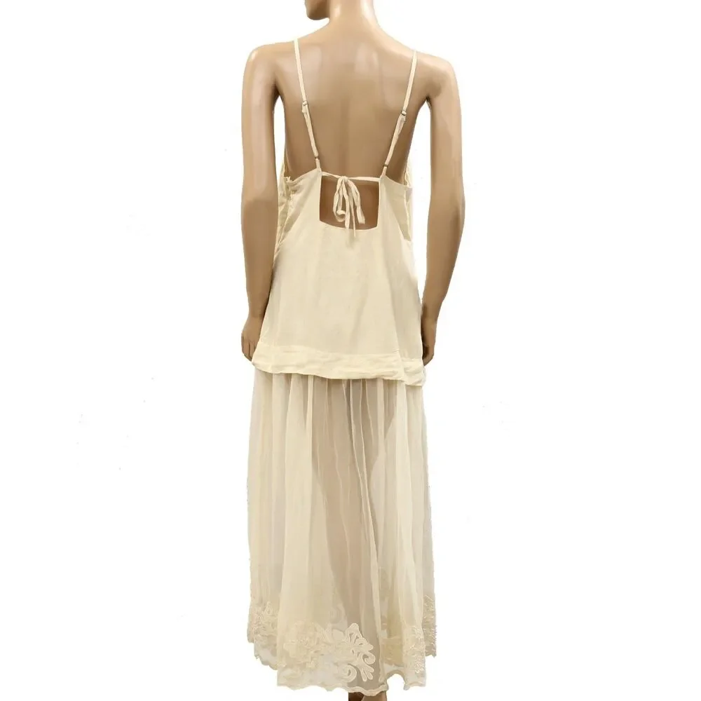 By Anthropologie Celandine Sleeveless Sheer Linen Maxi Slip Dress XSP 287022 - Picture 5 of 7